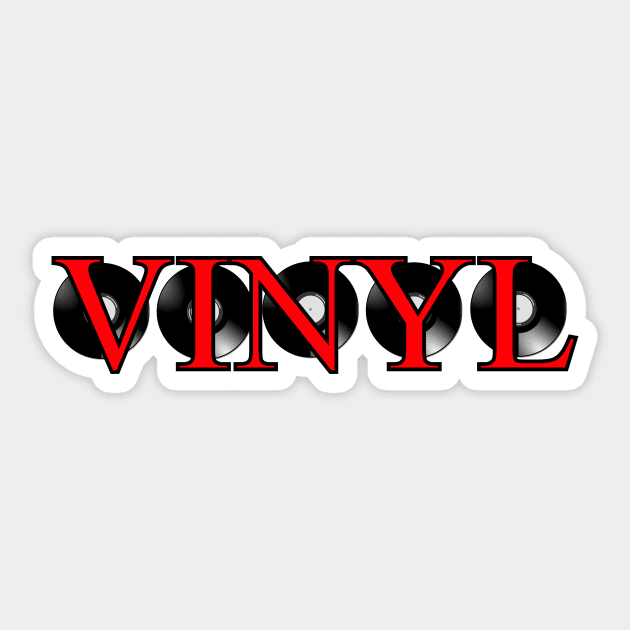 Retro Vintage Vinyl Record Red Typography Sticker by SartorisArt1